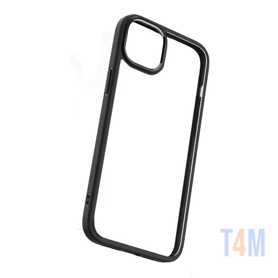 Funda de Silicona con Cuerpo Transparente para Apple iPhone 15 Negro